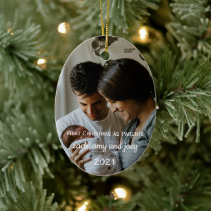 Premier Noël En Parents Photo Ornement En Céramiqu