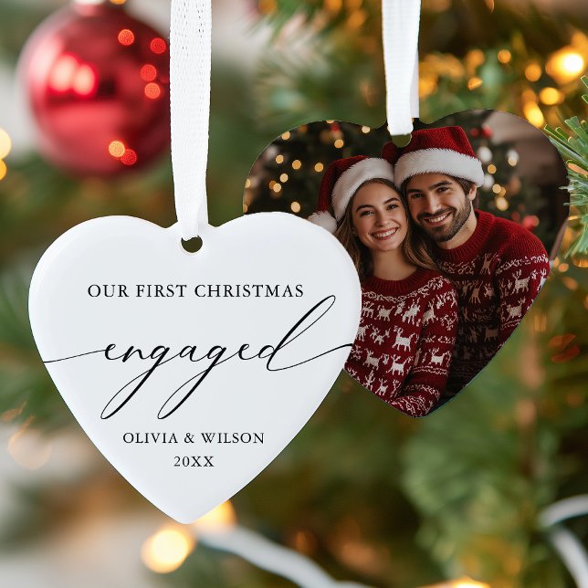 Premier Noël engagé | Photo Fiançailles élégante (Créateur téléchargé)