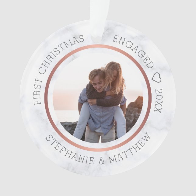 Premier Noël Engagé Photo Marbre élégant (devant)