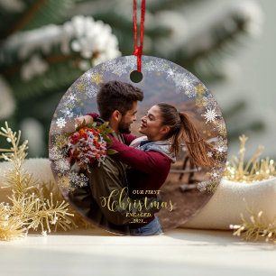 Premier Noël Engagé Wreath Fiançailles doré