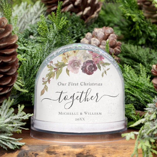 Premier Noël Ensemble Floral Monogramme Photo (Hiver)