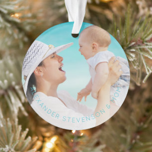 Premier Noël ensemble nouveau bébé photo aqua bleu