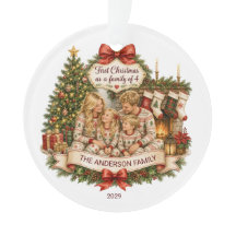 Premier Noël Famille de 4 Noël personnalisé