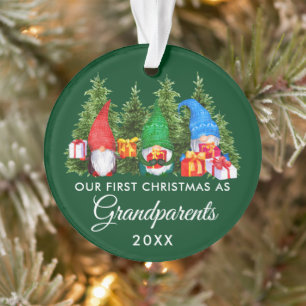 Premier Noël Grand-parents Gnomes Arbres verts