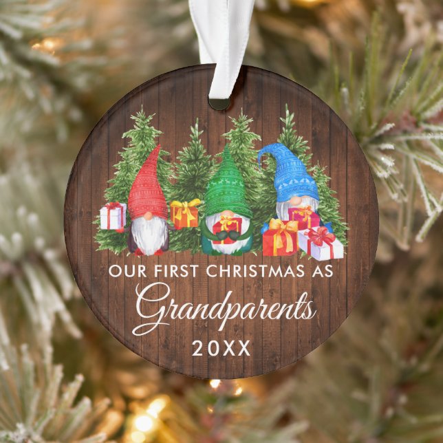 Premier Noël Grand-parents Gnomes Bois Arbres (Arbre)