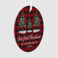Premier Noël Grand-parents Pine Plaid PHOTO RETOUR