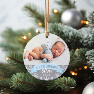 Premier Noël Light Bleu bébé garçon photo