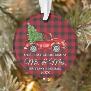 Premier Noël M. et Mme Truck Red Plaid