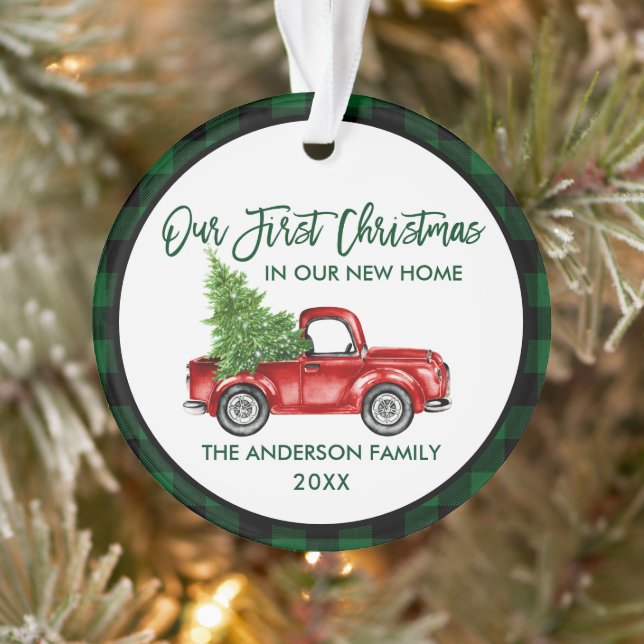 Premier Noël Nouveau Accueil Camion Vert Plat (Arbre)