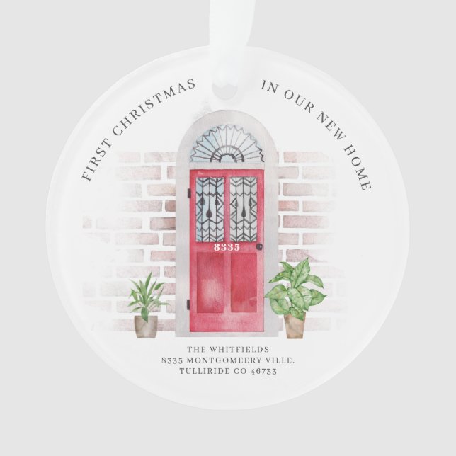 Premier Noël Nouveau Accueil Porte Rouge Chic Fête (devant)