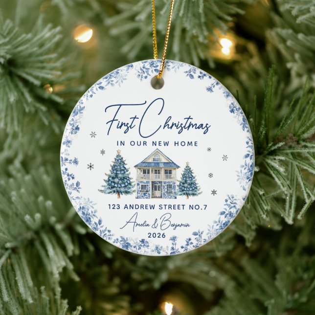 premier noël nouveau domicile ornement bleu (Arbre)
