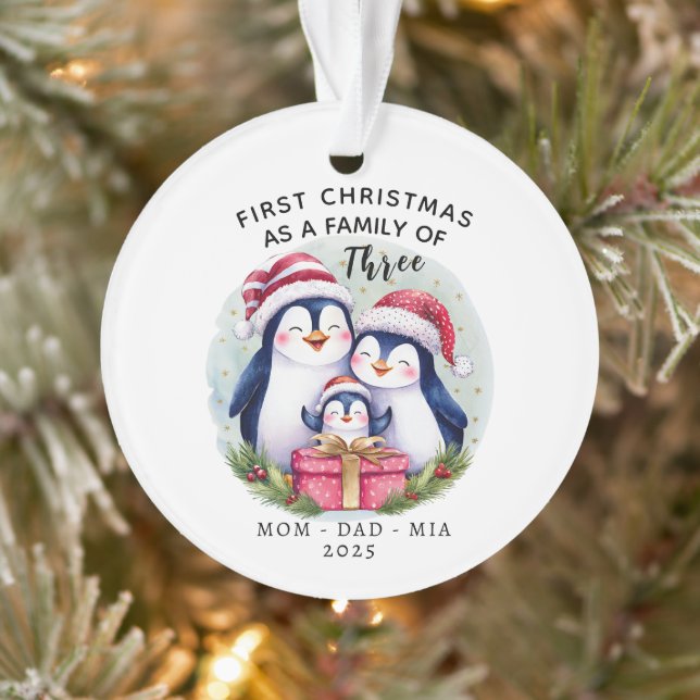 Premier Noël personnalisé - Famille de trois (Arbre)