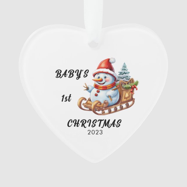 Premier ornement acrylique de Noël du bébé Snowman (devant)