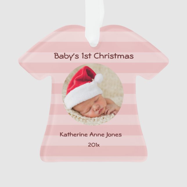 Premier ornement d'acrylique de Noël du bébé (devant)