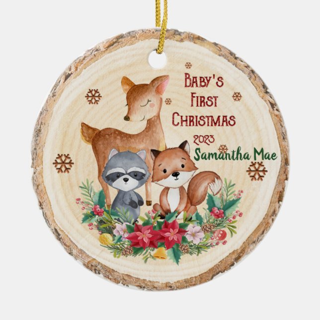 Premier ornement d'animaux de Noël pour bébé (Devant)
