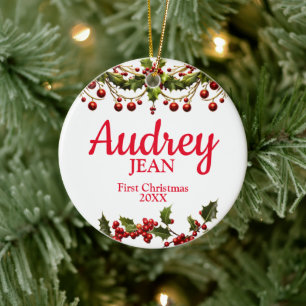 Premier ornement d'arbre de Noël du bébé