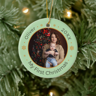 Premier Ornement de Noël avec Nom et Photo de Bébé