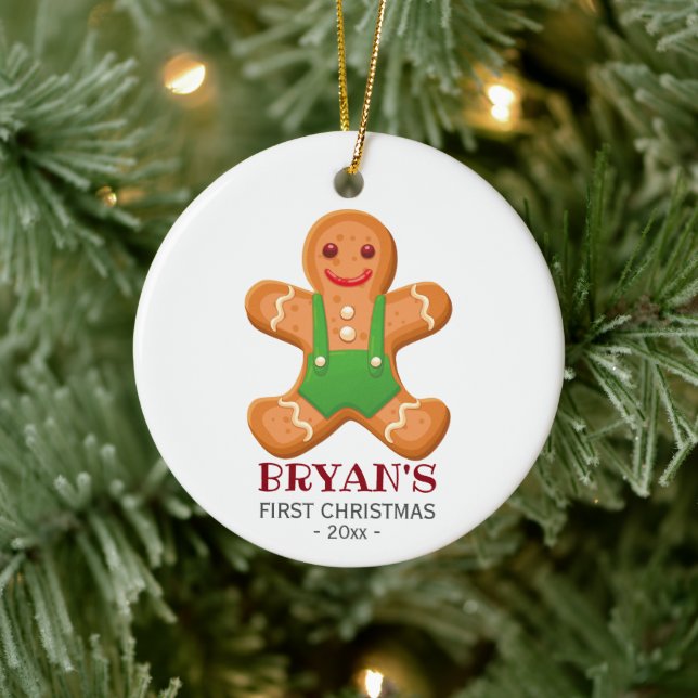 Premier ornement de Noël de bébé Gingerbread garço (Arbre)