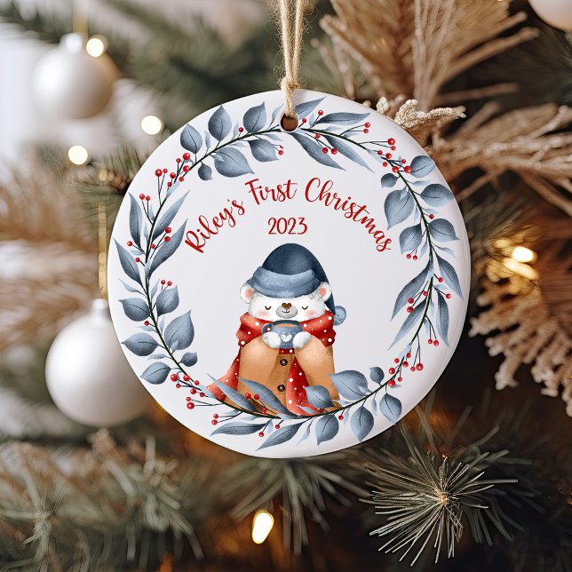 Premier ornement de Noël de bébé ours de bébé (Baby's first Christmas Custom Ornament)