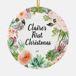 Premier ornement de Noël de bébé succulent