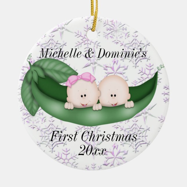 Premier ornement de Noël de jumeaux (Devant)