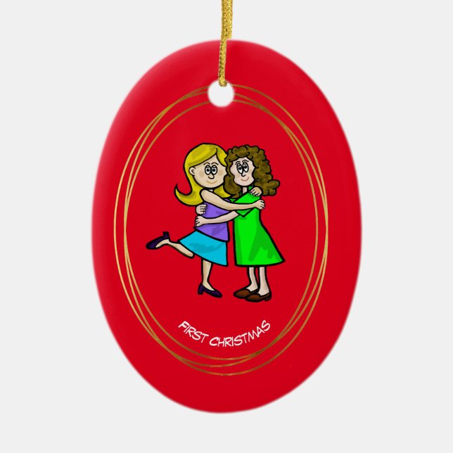 Premier ornement de Noël de Lesbian Couple (Devant)