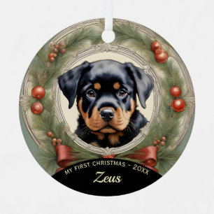 Premier ornement de Noël de Rottweiler Puppy