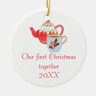 Premier ornement de Noël de théière et de tasse de
