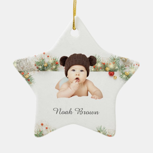Premier ornement de Noël du bébé à cadre classique (Devant)