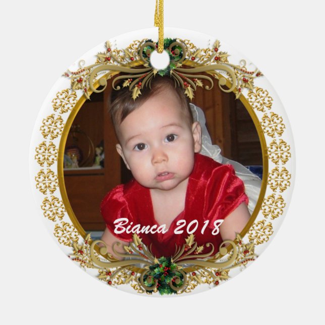 Premier ornement de Noël du bébé avec photo (Dos)