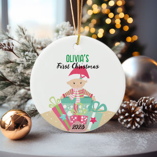 🎄 premier ornement de Noël du bébé   Fille Design