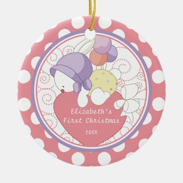 Premier ornement de Noël du bébé précieux de lapin (Devant)