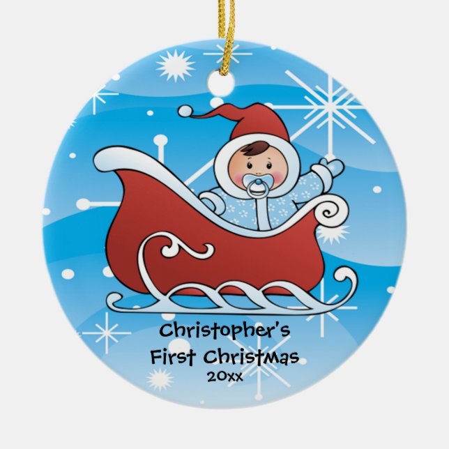 Premier ornement de Noël du bébé Sneigh (Devant)