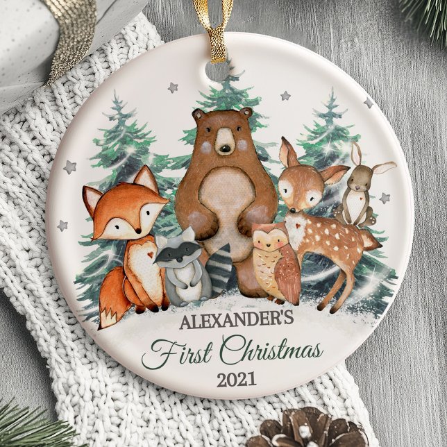 Premier ornement de Noël pour bébé Animaux de forê (Baby's First Christmas Ornament woodlan forest animal)