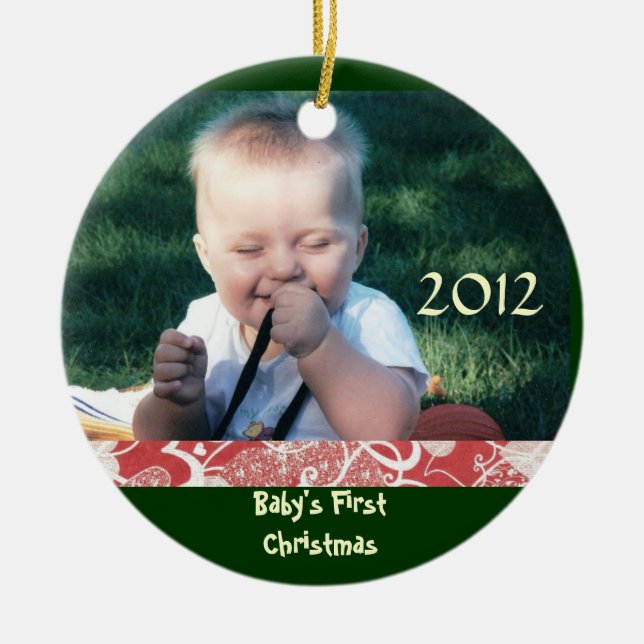Premier ornement de photo de Noël du bébé (Devant)