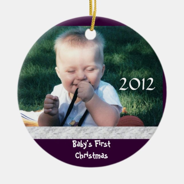Premier ornement de photo de Noël du bébé (Devant)