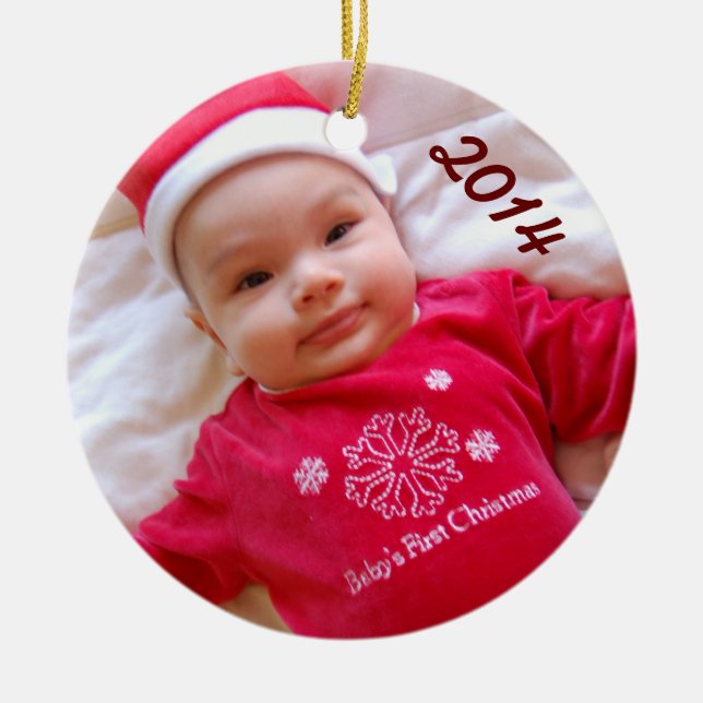 Premier ornement de photo de Noël du bébé (Devant)