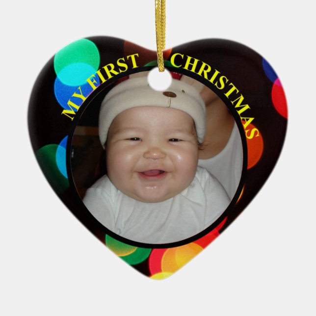 Premier ornement de photo de Noël du bébé (Devant)
