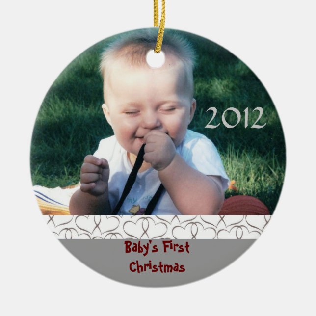 Premier ornement de photo de Noël du bébé (Devant)
