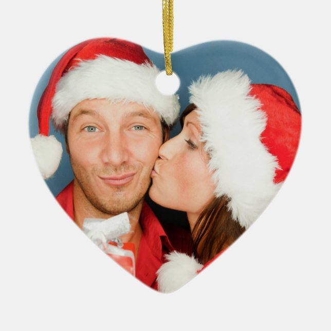 Premier ornement de photo de Noël du couple (Devant)