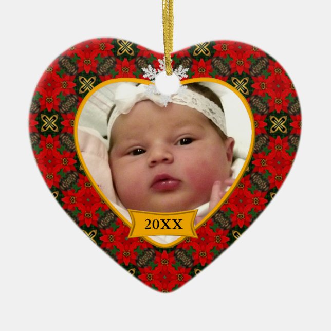 Premier ornement de souvenir de photo de Noël du (Devant)