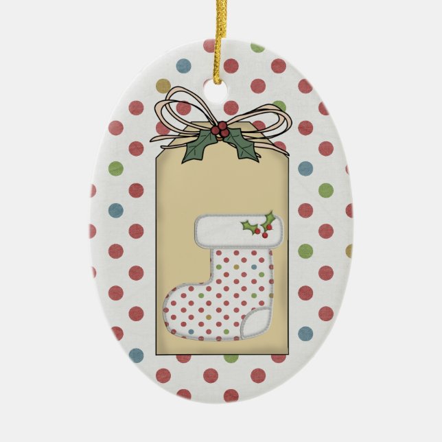 Premier ornement d'étiquette de cadeau de Noël du (Devant)