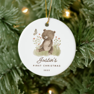 Premier ornement en céramique de l'ours de Noël du