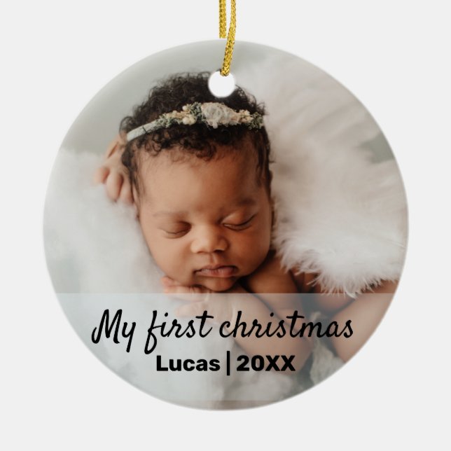 Premier ornement en céramique de Noël pour bébé mi (Devant)