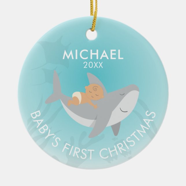 Premier ornement en céramique de Noël pour bébés (Devant)