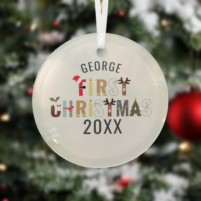Premier ornement en verre de Noël pour bébé (Add your name to this cute first Christmas ornament. Makes a lovely keepsake)