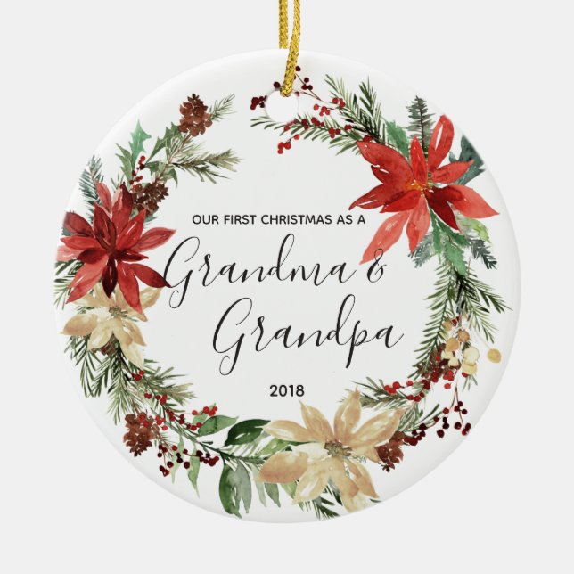 Premier ornement moderne de Noël de grand-maman et (Devant)