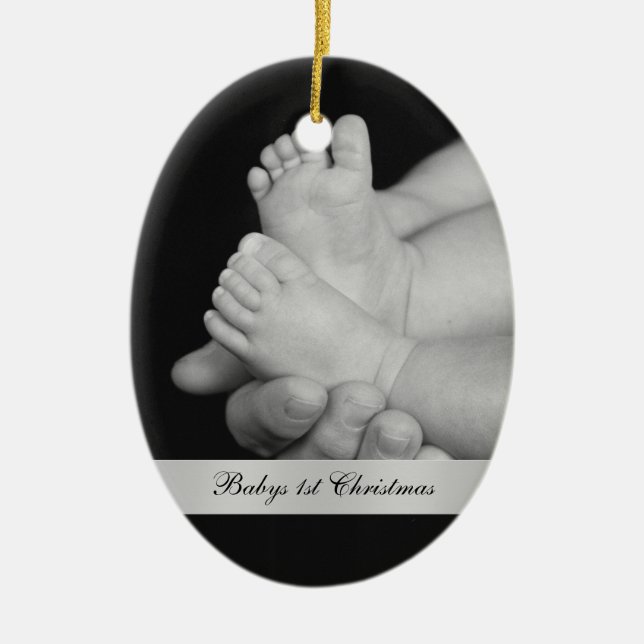Premier ornement noir et blanc de Noël de Babys (Devant)