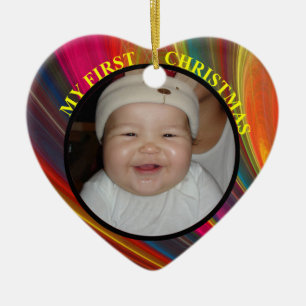 Premier ornement photo de Noël de bébé avec année