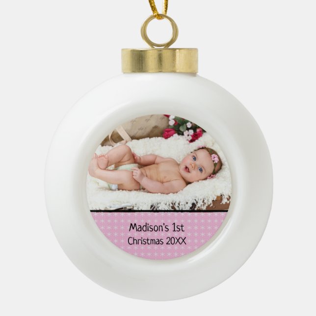 Premier ornement photo de Noël du bébé (Devant)